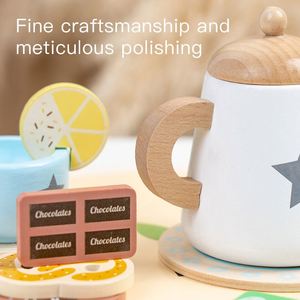 Cadeau idéal pour les enfants, jeu de cuisine d'imitation, jouets alimentaires pour les petites filles, service à thé en bois - Product Image 4