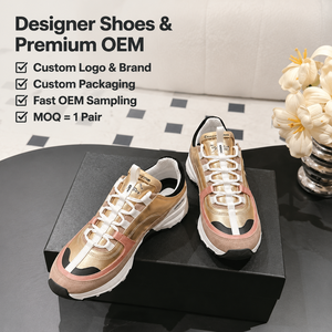 Zapatillas de Diseño de Lujo 2026 para Mujer, de Cuero y Malla de Alta Calidad, con Parches en Dorado, Rosa y Negro, Estilo Deportivo Robusto, Novedad - Product Image 1