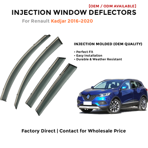 Injection Window Visors Rain Guards for Renault Kadjar 2016-2020 | Side Window Deflectors Custom Fit Auto Accessories - Product Image 2