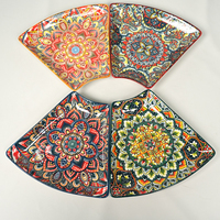 Ensemble de vaisselle en céramique bohème 9 "plateau Vintage peint à la main plateau de repas ménage lumière luxe Dessert assiette de service