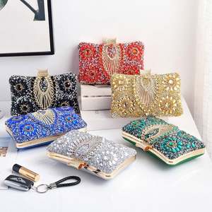 婚礼派对舞会水晶手拿包水钻金属水桶包别致女式篮子合金笼珍珠包 - Product Image 5