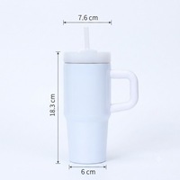 Mini-gobelet isotherme sous vide à double paroi en acier inoxydable 304 de 14 oz pour enfants, vierge pour sublimation, avec poignée et paille, idéal comme cadeau scolaire