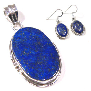 Bijoux de pierres précieuses de mode 925 en argent Sterling lapis pendentif naturel bijoux en argent Sterling 925 en gros Lapis ensemble de bijoux - Product Image 3