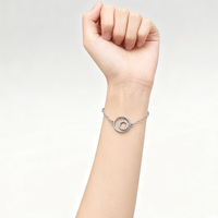 KAAN JEWELRY Einfaches Kreis-Armband aus 925 Silber mit Rhodium-Beschichtung und Zirkonia - Trendiges Geschenk für Partys, Frauen, Tägliches Tragen