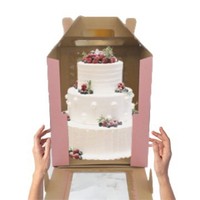 Boîte à gâteau ondulée personnalisée avec poignées fenêtres