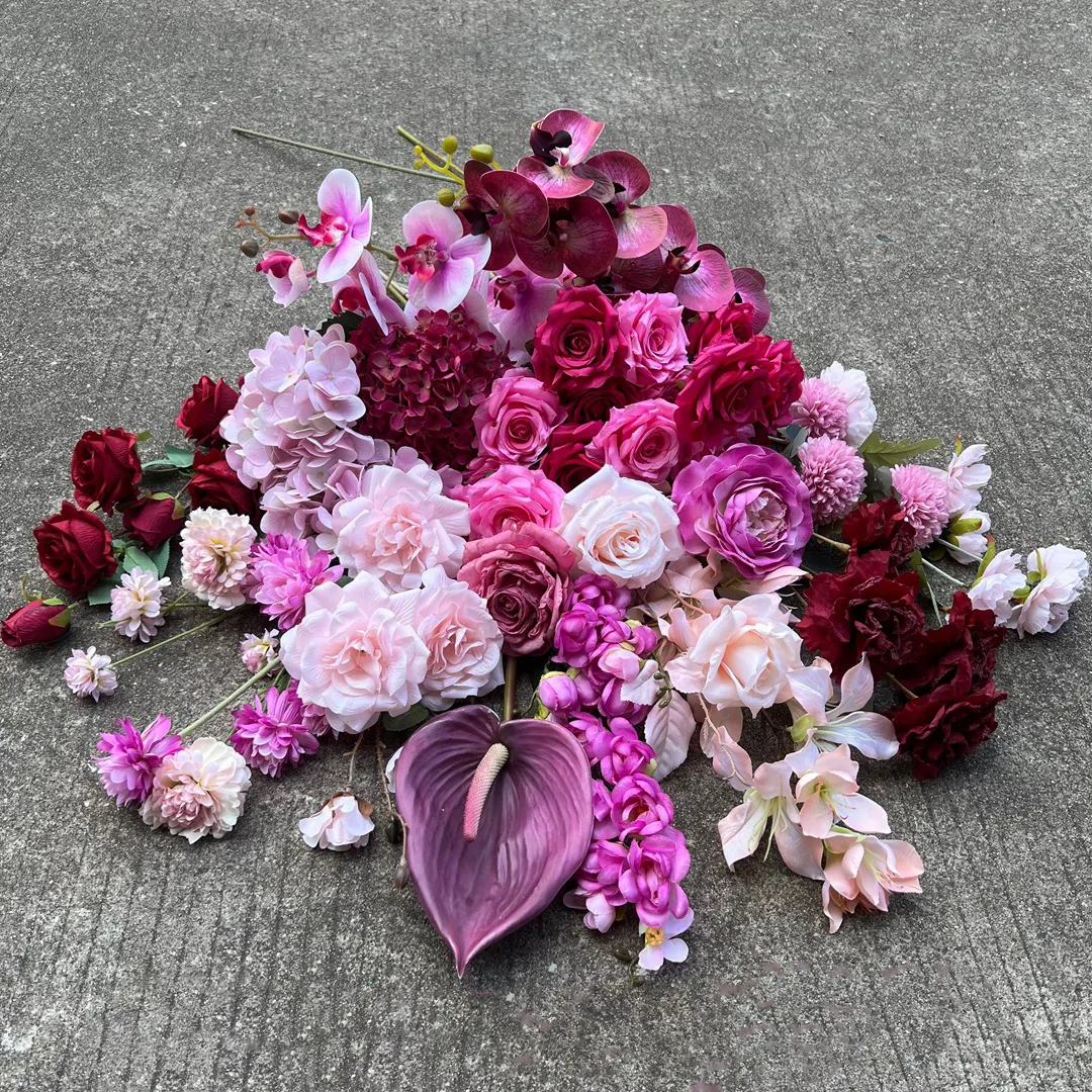 शादी धूल गुलाब गुलाबी कृत्रिम फूल ब्लश गुलाबी गर्म गुलाबी फूल गुलदस्ता