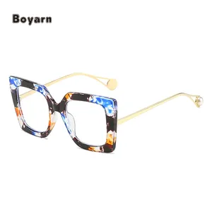 Boyarn Großhandel Mode individuelles Logo hohe Qualität Luxus-Sonnenbrille übergroße quadratische Brillenrahmen Unisex exotische Sonnenbrille