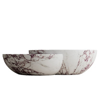 Table basse en marbre naturel veiné violet, deux pièces, design bol gigogne, table basse ronde de luxe pour villa, maison de rêve