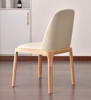 Chaise de salle à manger en bois massif, chaise de salle à manger en chêne et frêne, cuir moderne simple, style nordique, dossier de chaise de salle à manger pour la maison
