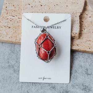Collier en bambou tressé avec pendentif en <span class=keywords><strong>pierre</strong></span> naturelle roulée et cristal, idéal pour un cadeau - Product Image 6