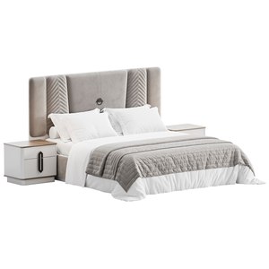 Ensemble de meubles de chambre à coucher complet et moderne, lit rembourré, armoire, coiffeuse, collection de design haut de gamme Lusso WOODEX pour la maison - Product Image 1