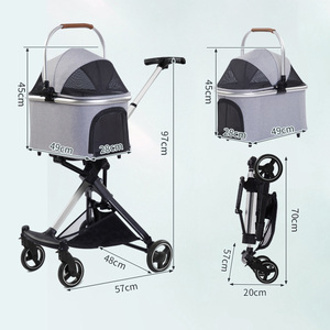 Pliable Léger Chat Lumière <span class=keywords><strong>Chien</strong></span> Transporteur Pet <span class=keywords><strong>Landau</strong></span> 4 Roues 2 En 1 Poussette <span class=keywords><strong>Pour</strong></span> Animaux De Compagnie - Product Image 5