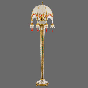 Luxury European Crystal Beads Floor <strong>Lamp</strong> with Copper <strong>Tall</strong> Corner Standing Led Night Light for <strong>Living</strong> <strong>Room</strong> &amp; Study - Product Image 4