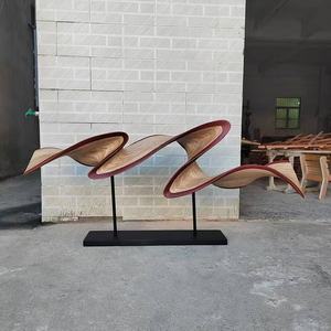 Decorazione Murale in Legno con Motivo a Onde, Scultura Curva in Legno per <span class=keywords><strong>Soggiorno</strong></span> e <span class=keywords><strong>Arredamento</strong></span> Casa - Product Image 4