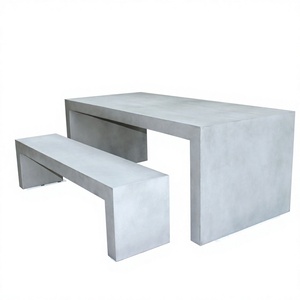 Modern Fiberglass Reinforced Concrete <b>Dining</b> <b>Table</b> for <b>Outdoor</b> Patio and Garden Use - Product Image 1