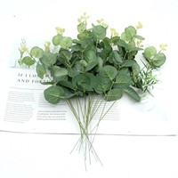 Ranting Eucalyptus Plastik Sutra Buatan Real Touch YM Wholesale untuk Dekorasi Pernikahan dan Rumah Silver Dollar