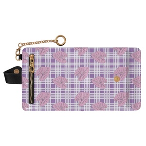 Hawaiian Purple Palaka/Kalo Print RFID Anti-Theft Leather Zipper Clutch Portable Coin Purse Custom Logo Credit Card Holder - Product Image 2