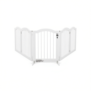 Barrière pour animaux de compagnie autoportante en bois massif, 4 panneaux pliables, hauteur 27,6 pouces, avec pieds de support pour escaliers, utilisation intérieure - Product Image 1