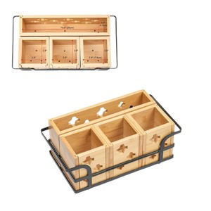 Cross-border wooden cutlery <b>box</b>, solid wood hollow <b>storage</b> <b>box</b> with <b>drawers</b>, wooden kitchenware organizer. - Product Image 5