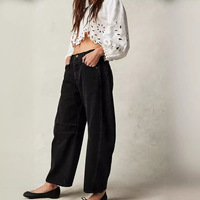 RedPeony Jeans Droit Coupe Tonneau Y2K Streetwear Années 90, Jeans Ample Large Coupe Boyfriend en Denim, Jean Femme Taille Mi-Haute Baggy