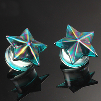 Expansores de Oreja Clásicos de Cristal en Forma de Estrella, Pesas para Piercing, Túneles, Tapones, Estiradores, Calibradores de Oreja, Joyería Corporal