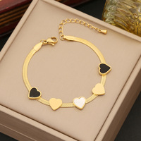 Nouveauté 2025, ensemble de bijoux simple et tendance en 3 pièces, acier inoxydable 316L plaqué or 18 carats, ensemble de bijoux pour femmes noir et blanc en forme de cœur