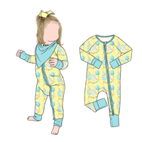 Vente en gros de barboteuse en bambou pour bébé avec bavoirs de couleur unie pour nouveau-né enfant en bas âge