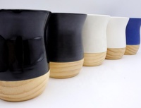 Gourdes isothermes personnalisées en porcelaine de haute qualité de 200 ml pour le maté, tasses en céramique pour Yerba Mate avec base en bois, vente en gros