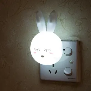 Cartoon Rabbit Ac110-220v Switch Wall Mounted American Plug, Children/baby/children Bedroom Bedside Light Gift Led Night Light
