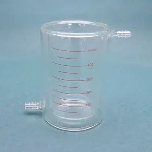Vaso de vidrio con revestimiento de doble pared, Reactor de vidrio recubierto de borosilicato 5000, 50ml-3,3 ml