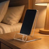 Support de téléphone moderne en acrylique, présentoir de comptoir, support de téléphone transparent pour bureau, YXM-SJ-01, publicité