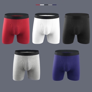 Boxer Aderenti da Uomo EU USA in Cotone con Logo Personalizzato, Tinta Unita Sportivi con Gamba Lunga e Apertura Frontale, Taglie Forti - Product Image 5