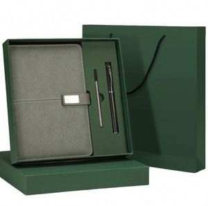 Custom Green Leather Note Book Corporate Gift Set <b>Refill</b> Notepad Wholesale Promotional Business Gift Items Notebook With <b>Pen</b> - Product Image 5