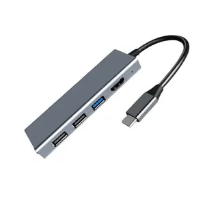 7in1 Type C Docking Station Usb 3.0 Hub Met Sd Tf Kaartlezer Pvc Jas Hdtv Accessoire Met Folie Afscherming