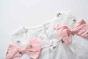 Vestidos para Niñas E2woo, Ropa Infantil Coreana 2022, Vestido de Verano para Niñas, Color Sólido, Lazo en el Hombro, Estampado Floral - Product Image 5