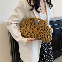 Nouveau Sac Bandoulière Femme 2026 en Papier Tressé à la Main, Style Occidental Haut de Gamme, pour Vacances à la Plage, Doublure Polyester, Luxe Léger et Tendance