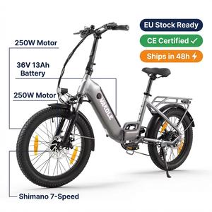 Vélo électrique pliable Vakole VT4 gris 250W en alliage d'aluminium, 20x3.0, pour trajets urbains, batterie au lithium 36V 13Ah, moteur sans balais, 7 vitesses - Product Image 2