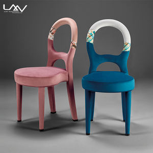 Silla de comedor de dos colores para <span class=keywords><strong>restaurante</strong></span> de Hotel de estilo de diseñador, sala de estar moderna, marco de madera, tela, silla de lujo, muebles - Product Image 4