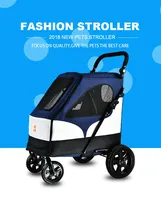 Poussette pour animaux de compagnie Oxford pliable et portable de haute qualité confortable avec 4 roues pour animaux de compagnie jumeaux doubles
