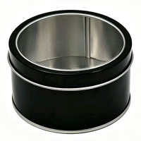 Boîte en métal ronde noire avec fenêtre transparente, boîte de rangement réutilisable pour bougies, bonbons, biscuits, bijoux et emballages cadeaux de fêtes