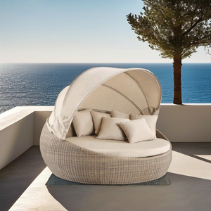 Tumbona Moderna de Ratán en Forma de Huevo con Dosel, Muebles de Metal para Exteriores, Piscina, <span class=keywords><strong>Hotel</strong></span>, Parque, Patio, Playa - Product Image 4