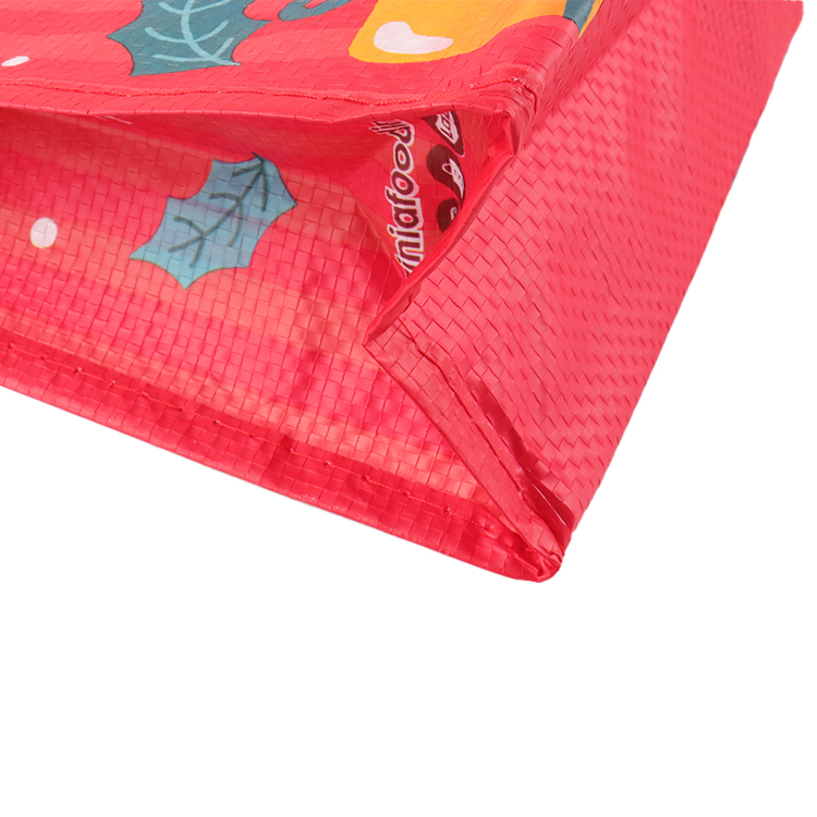 Christmas Cartoon Printed PE PP Woven Laminated Shopping Tote Bag For Gift Packaging