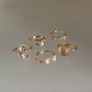 Cubic Zircon <b>Opening</b> <b>Rings</b> Finger <b>Ring</b> Fashion Jewelry Gold Plated Shiny CZ Stone Stainless Steel Alloy Retro Trendy Women - Product Image 4