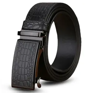 Wholesale Mens Leather Business Automatic Belt Crocodile Split Leather Belt