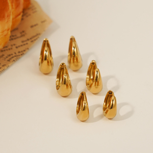 CLIORO Sweat Resistant Minimalist <strong>Huggie</strong> Polished Oval Clip Chunky Teardrop Hoop Earrings for Women Daily Wear Jewelry - Product Image 5