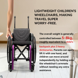 Silla de Ruedas Manual Plegable de Fibra de Carbono Ultraligera, Portátil, Duradera y de Calidad, para Niños, para Jugar, Hacer Deporte y Aprender, Asiento de 28-36 cm, Negra 1 - Product Image 6