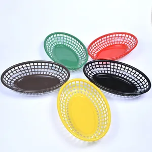 Safe Food Grade Oval Fast Food Deli Baskets Plastic Basket Fast Food