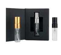 Flacon de parfum en verre cylindrique de petite taille prêt à l'emploi avec pulvérisateur à pompe, tailles 3 ml/5 ml/10 ml, emballage en boîte noire/blanche pour sérum de soin de la peau