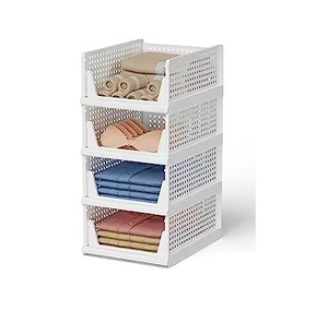 Wardrobe Organizer Stackable <b>Plastic</b> Storage Basket Bin Foldable Clothes Drawer Storage <b>Container</b> - Product Image 1