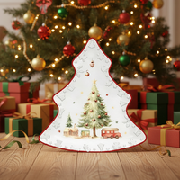Ensemble de vaisselle de Noël de style américain, forme d'arbre, rouge, Père Noël, vaisselle décorative pour événements, traiteur et location